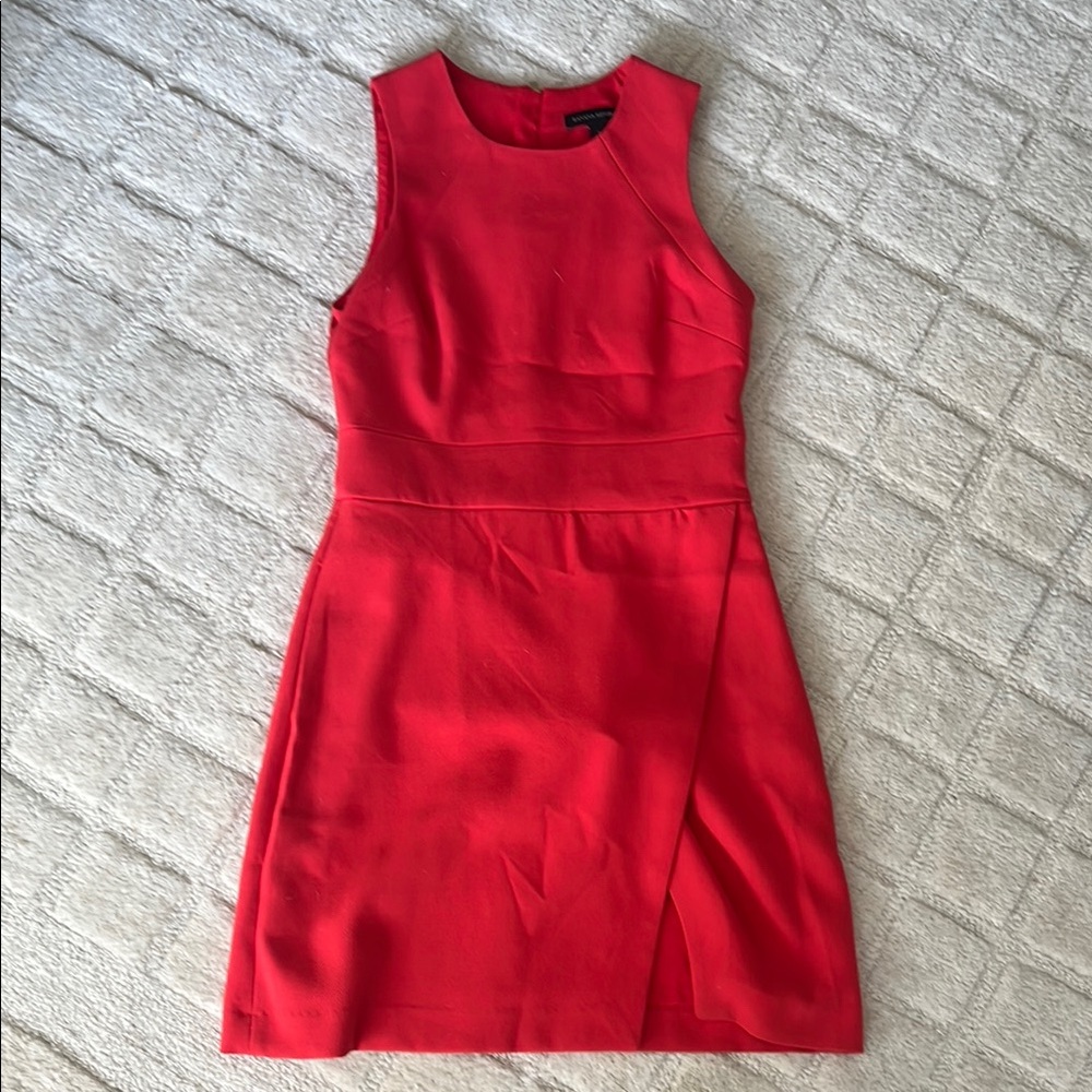 Banana Republic Red Halter Sheath Stretch Dress with Front Slit